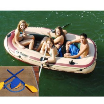 Voyager 4 Person Boat w/Oars Kit includes Boat Oars & Pump